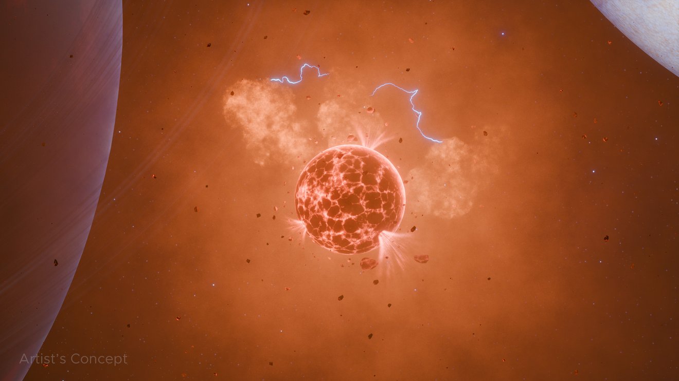 Volcanic exomoon close-up (artist's concept, NASA/JPL-Caltech)
